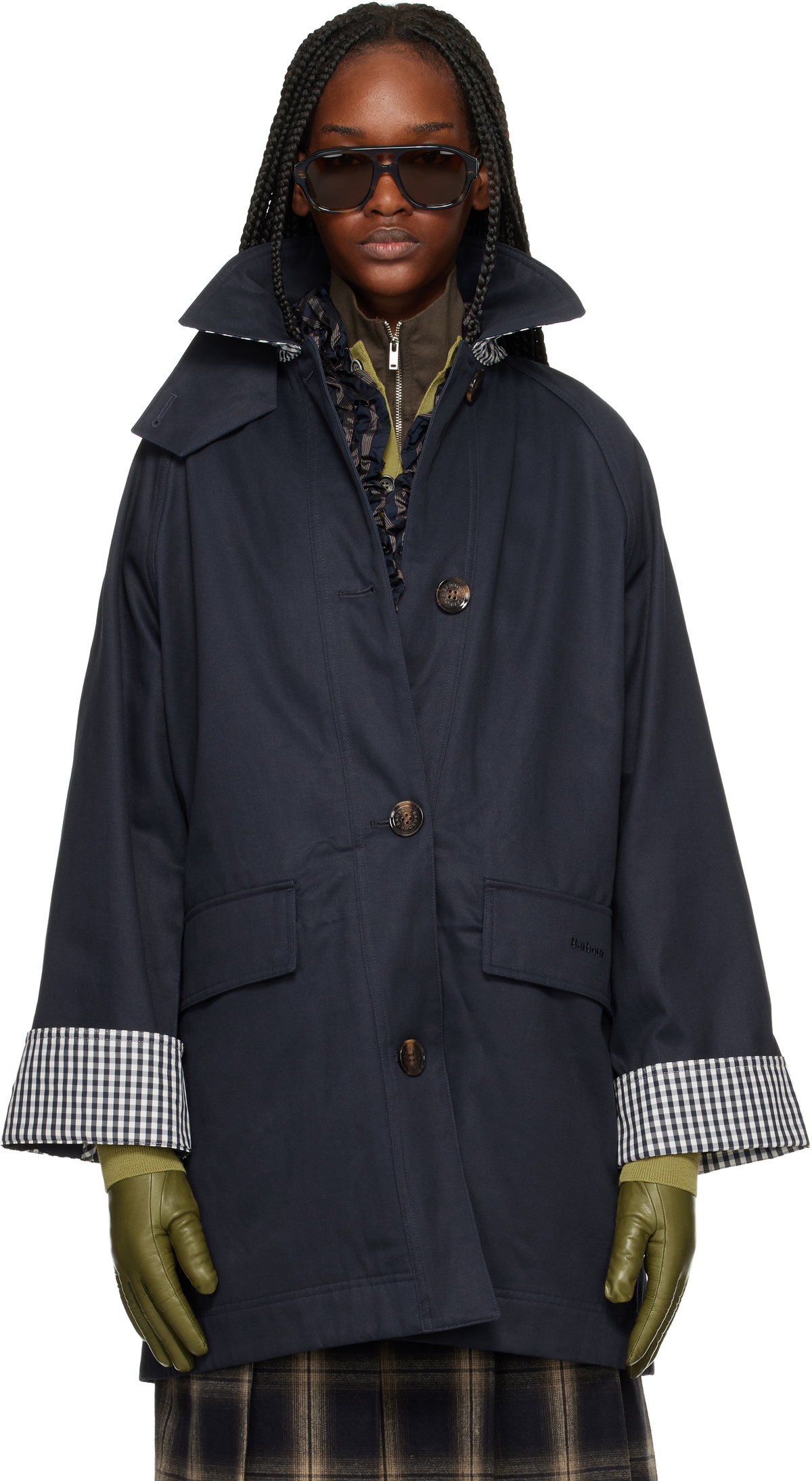 Barbour Navy Gabby Car Casual Trench Coat