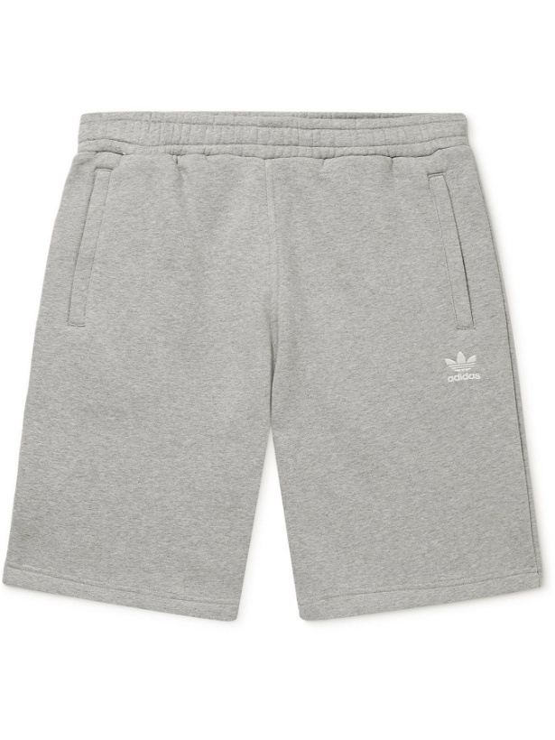 Photo: adidas Originals - Logo-Embroidered Cotton-Blend Jersey Shorts - Gray
