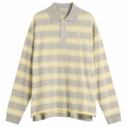 AMI Paris Men's Mercerised Jersey ADC Stripe Polo in Gris Chine/Jaune/Blanc