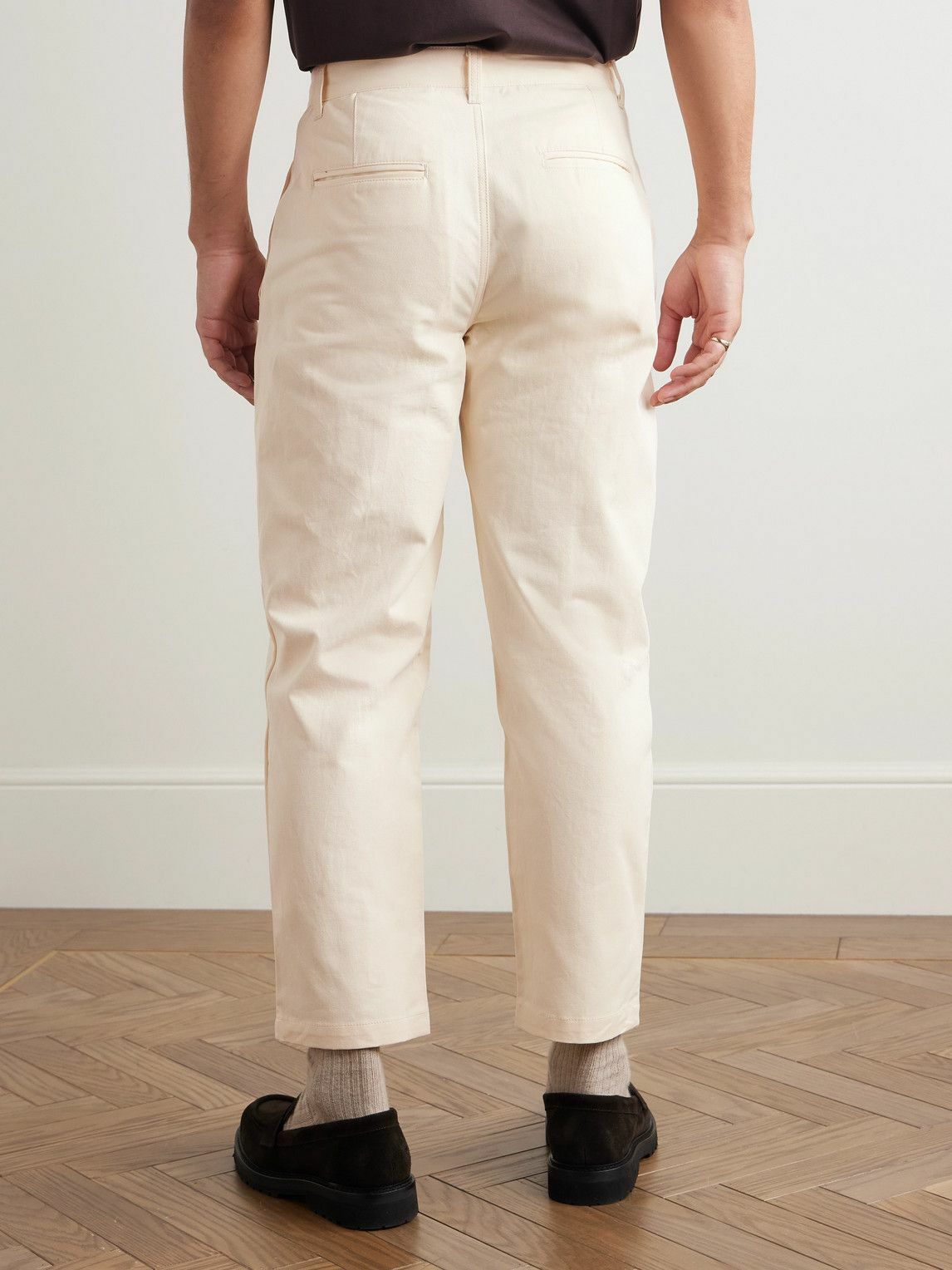 FrizmWORKS - Haworth Tapered Cropped Pleated Cotton-Twill Trousers - Neutrals