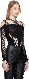 Sinead Gorey Black Lace-Up Bodysuit