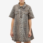 GANNI Women's Print Denim Mini Dress in Leopard