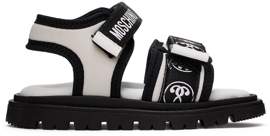 Moschino Baby White & Black Logo Sandals Moschino