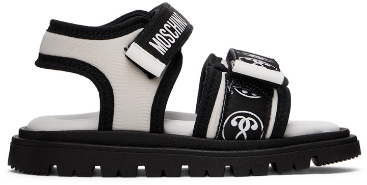 Photo: Moschino Baby White & Black Logo Sandals