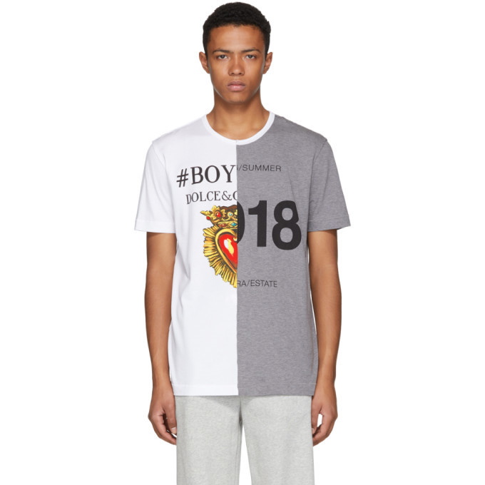 Photo: Dolce and Gabbana White and Grey Logo T-Shirt