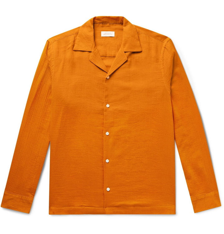 Photo: Saturdays NYC - Marco Camp-Collar Cotton-Gauze Shirt - Orange