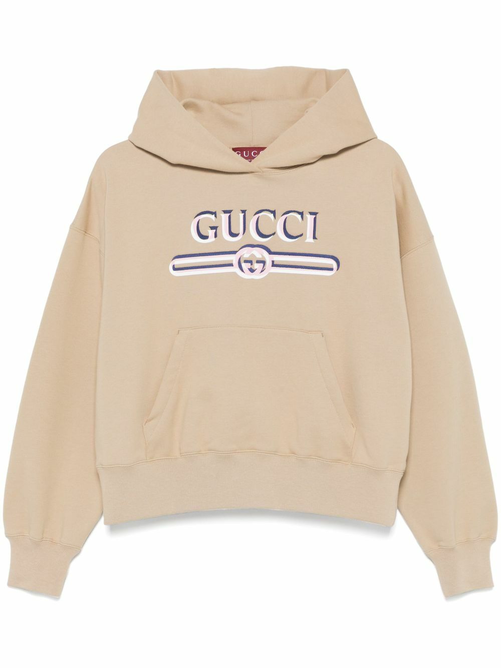 【GUCCI】Web Monogram Zip Up Hood Beige Gucci Beige Logo Web Half-Zip Hoodie Gucci