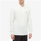C.P. Company Men's Patch Logo Long Sleeve Polo Shirt in Gauze White