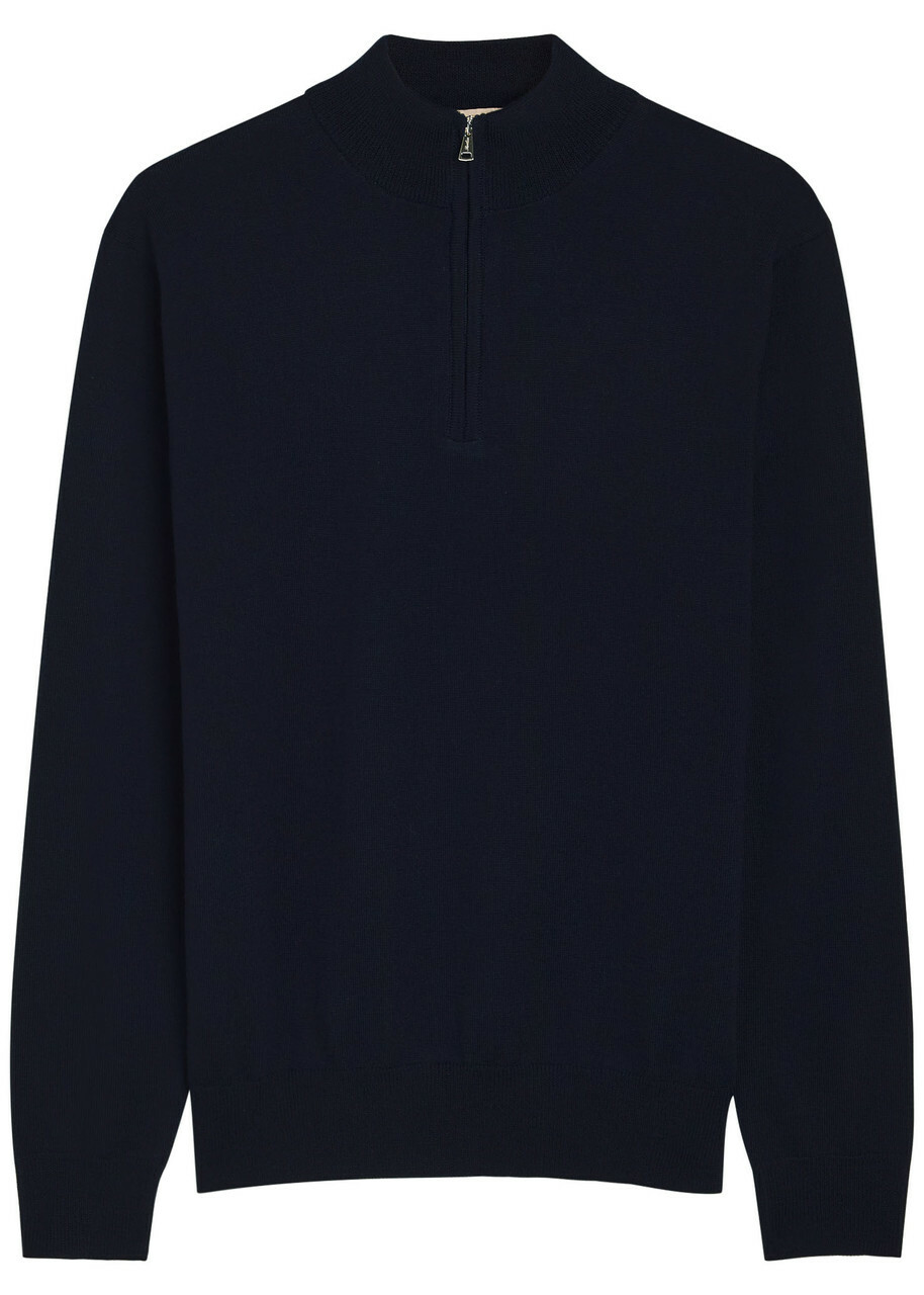 Aurélien Knit 1/4 zip Merino Wool Jumper Natural