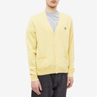 Maison Kitsuné Men's Fox Head Patch Classic Cardigan in Soft Yellow