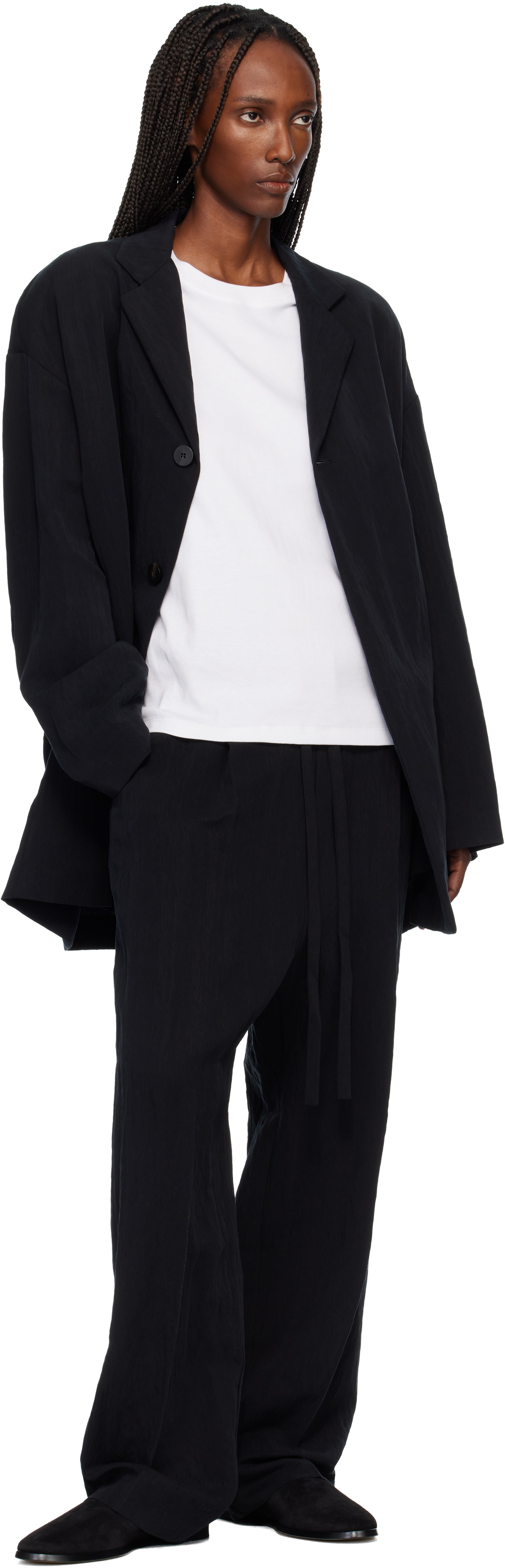 Fear of God Black Tencel Nylon Drawstring Straight Trousers