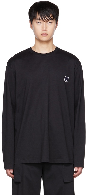 Photo: WOOYOUNGMI Black Embroidered Long-Sleeve T-Shirt