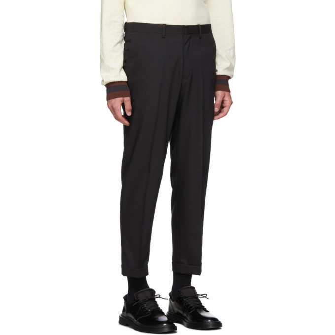 N.Hoolywood Black Ribbed Easy Trousers N.Hoolywood