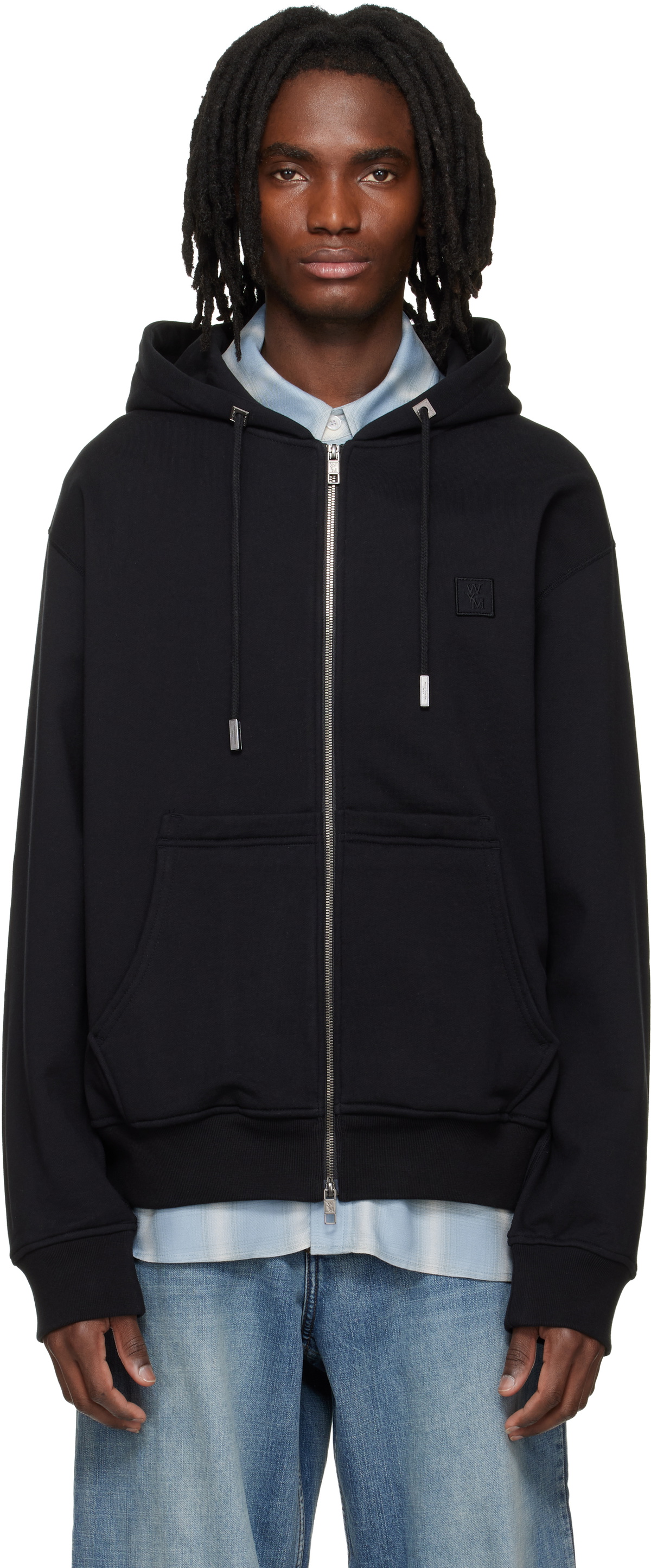 WOOYOUNGMI Black Back Logo Zip-Up Hoodie