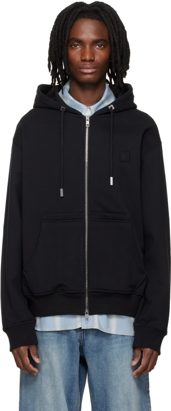 Photo: WOOYOUNGMI Black Back Logo Zip-Up Hoodie