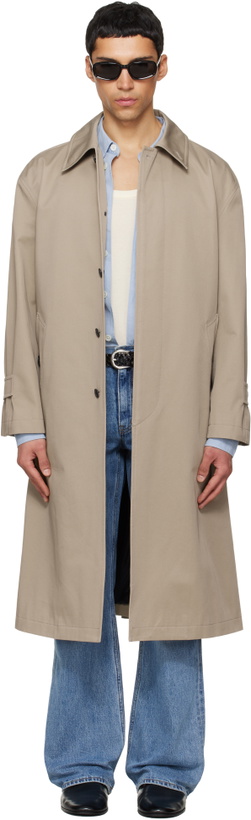 Photo: TONYWACK Beige Cotton Twill Single-Breasted Over Coat