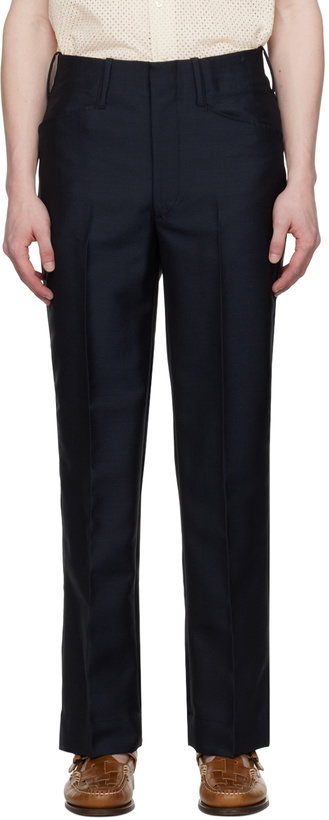 Photo: Factor's Navy Mohair Tailored Trousers