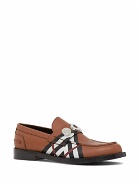 BURBERRY - Check Motif Leather Loafers