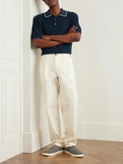 Richard James - Ribbed Cotton and Silk-Blend Polo Shirt - Blue