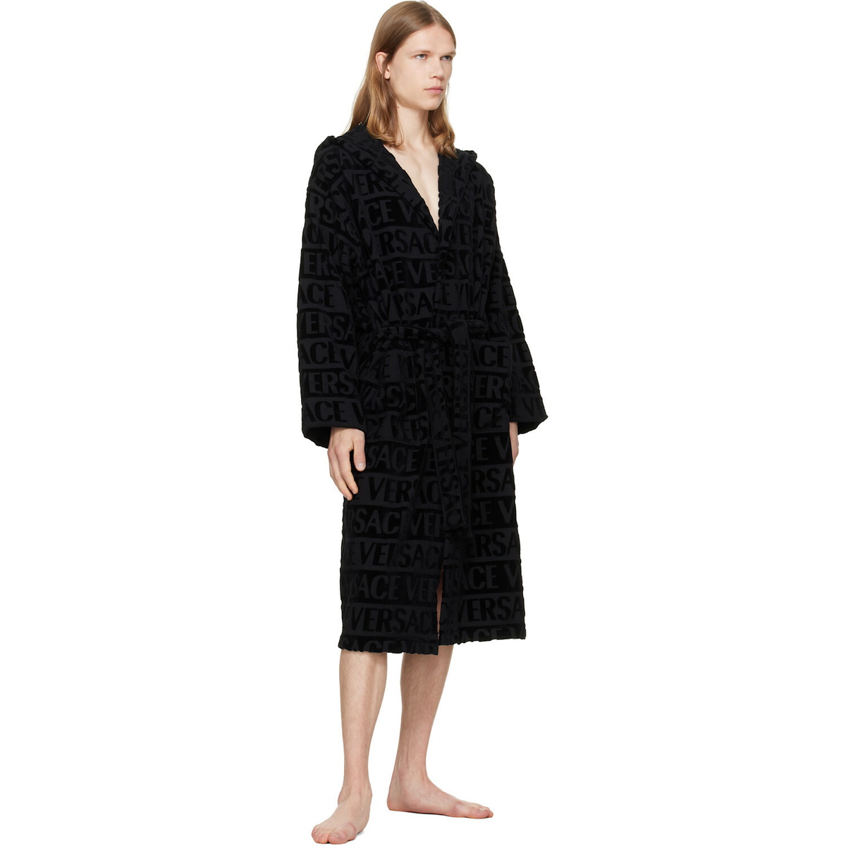 Versace Black 'Versace Allover' Bathrobe