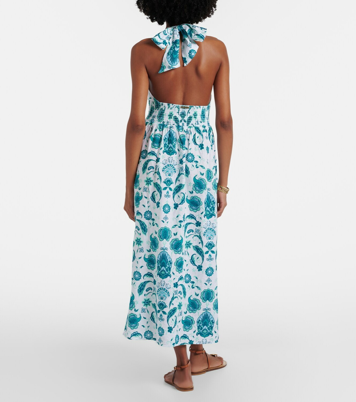 Heidi Klein Kos paisley shirred linen maxi dress