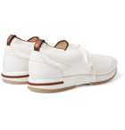 Loro Piana - 360 Flexy Walk Leather-Trimmed Knitted Wool Sneakers - White