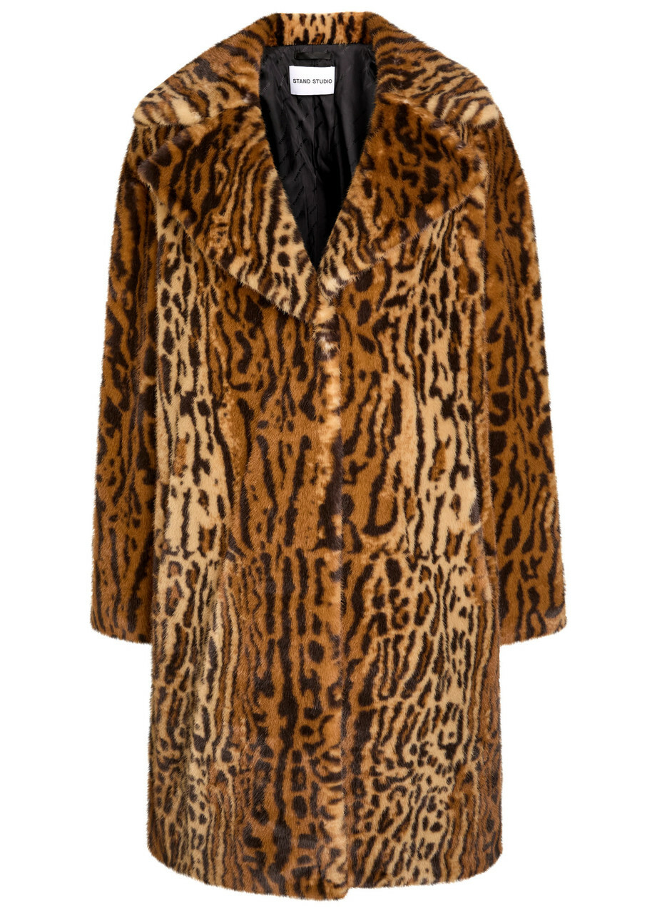 Stand Studio Camille Cocoon Leopard-print Faux fur Coat