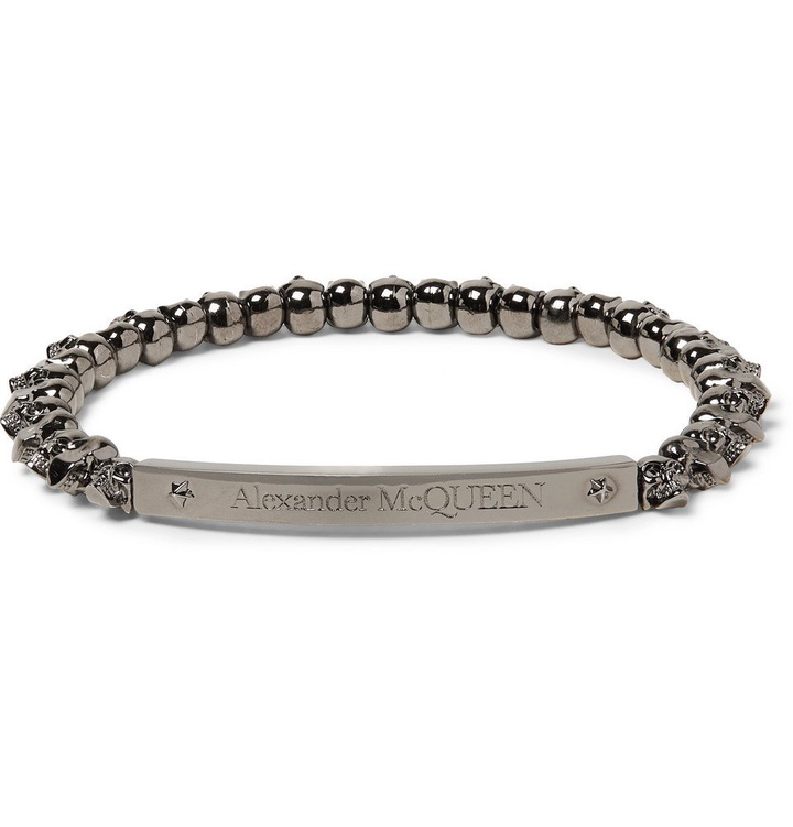 Photo: Alexander McQueen - Gunmetal-Tone Skull Bracelet - Men - Silver