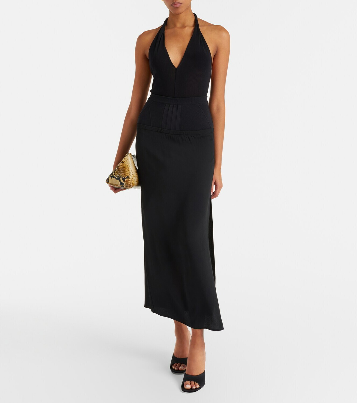 The Attico Crêpe and tulle midi dress
