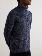 Brunello Cucinelli - Ribbed Virgin Wool, Cashmere and Silk-Blend Rollneck Sweater - Blue