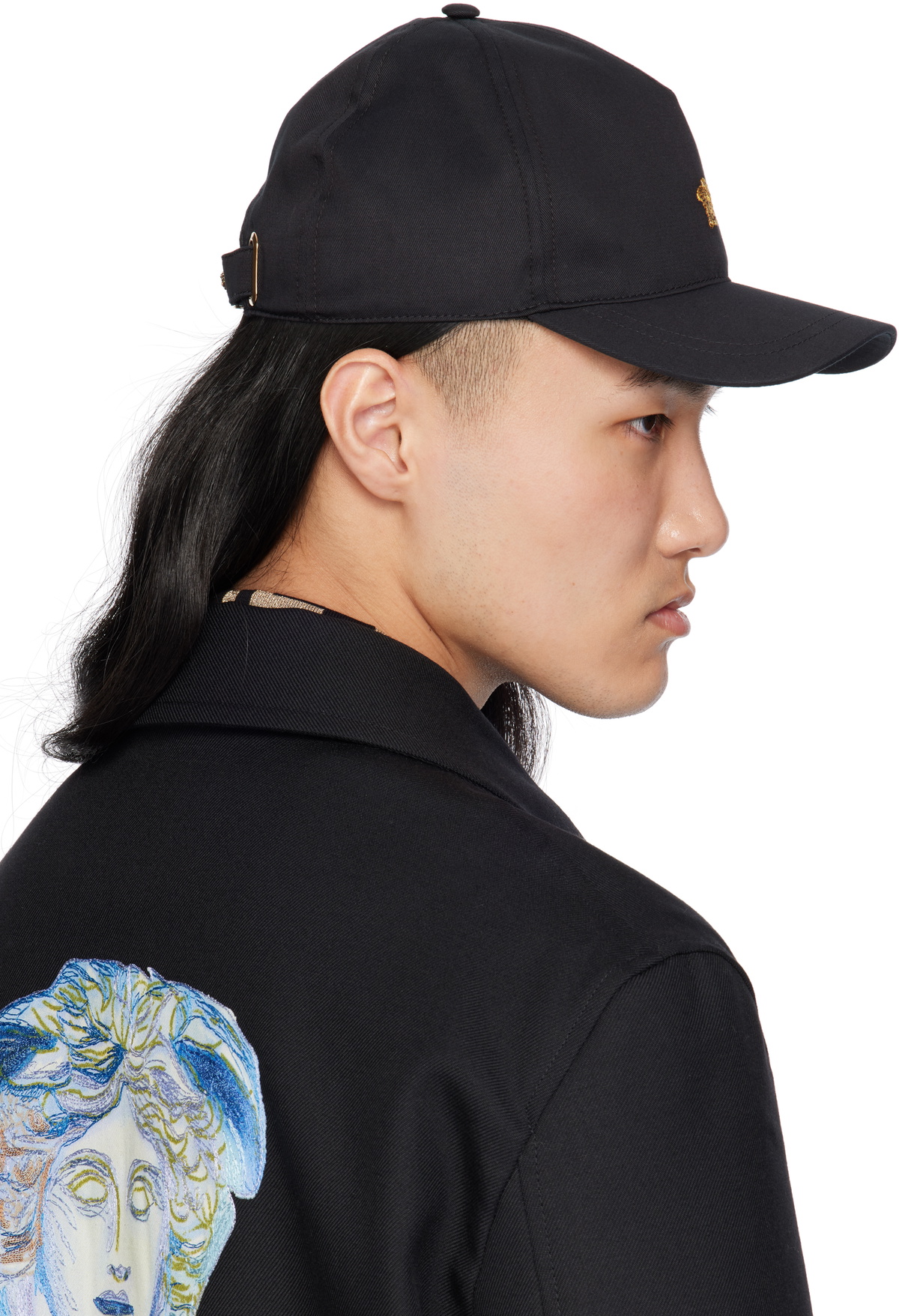 Versace Black Embroidered Logo Cap