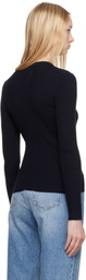 Maison Kitsuné Navy Baby Fox Patch Fine Ribbed Sweater