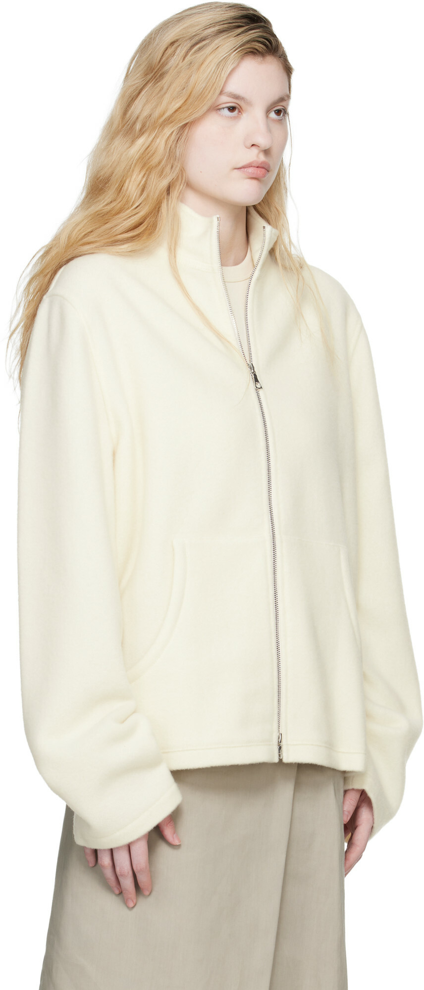 Rier Off-White Fleece Full Zip Jacket