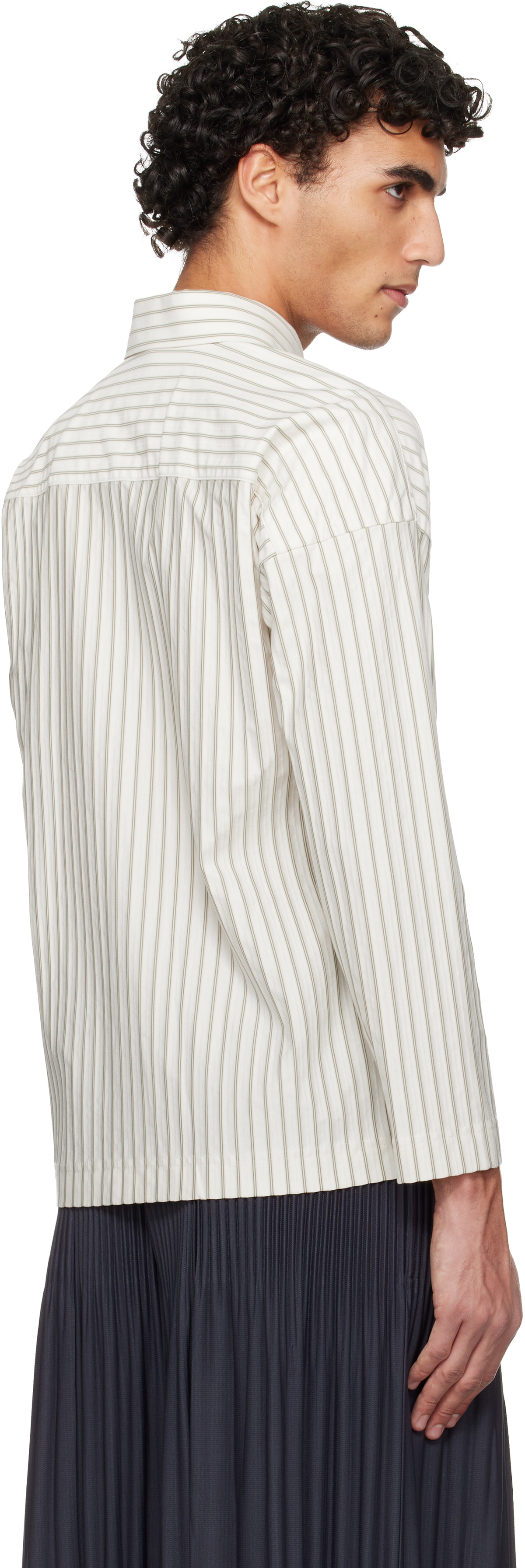 HOMME PLISSÉ ISSEY MIYAKE White Stripe Jersey Shirt Homme Plisse