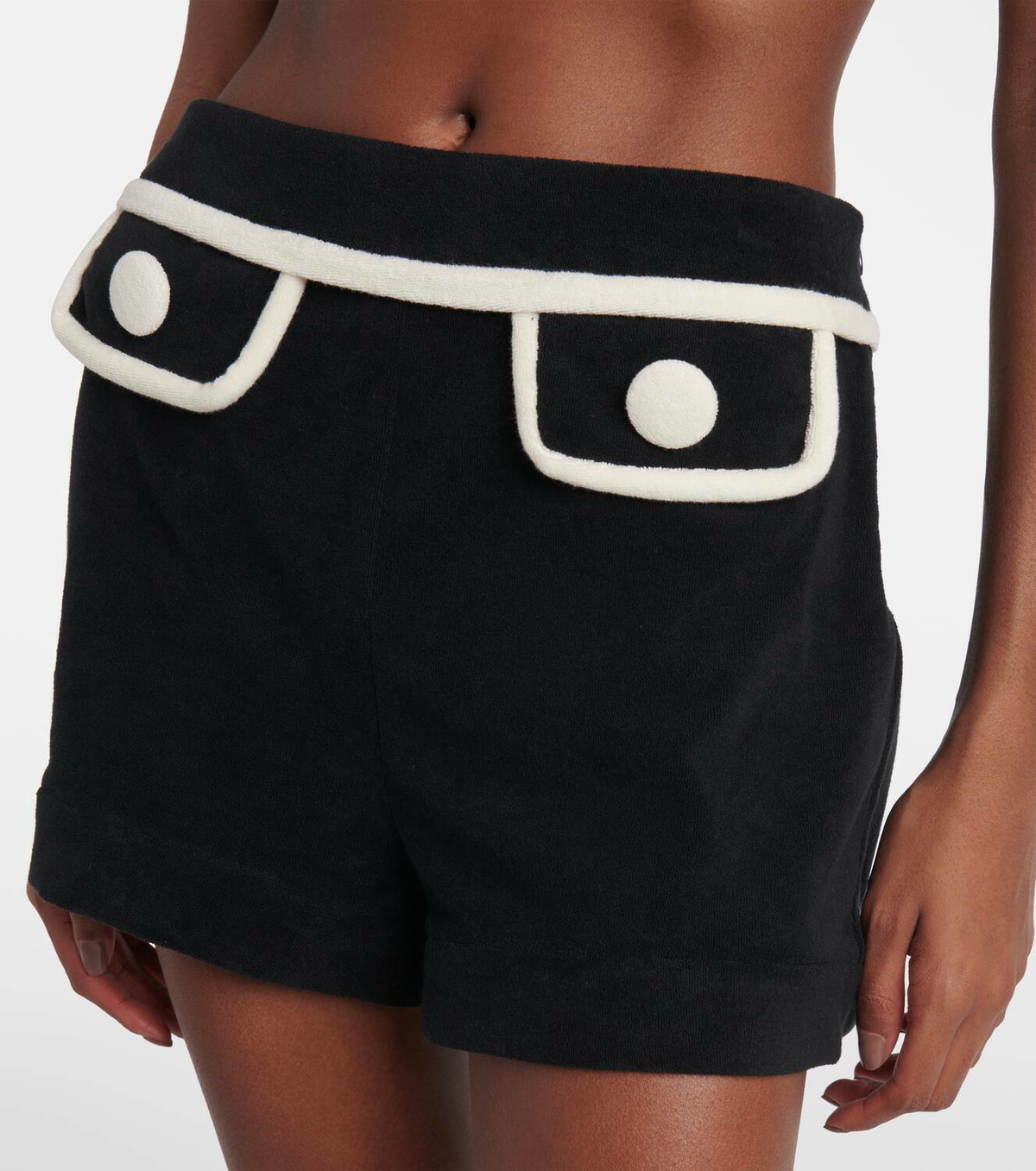Adriana Degreas High-rise cotton-blend terry shorts
