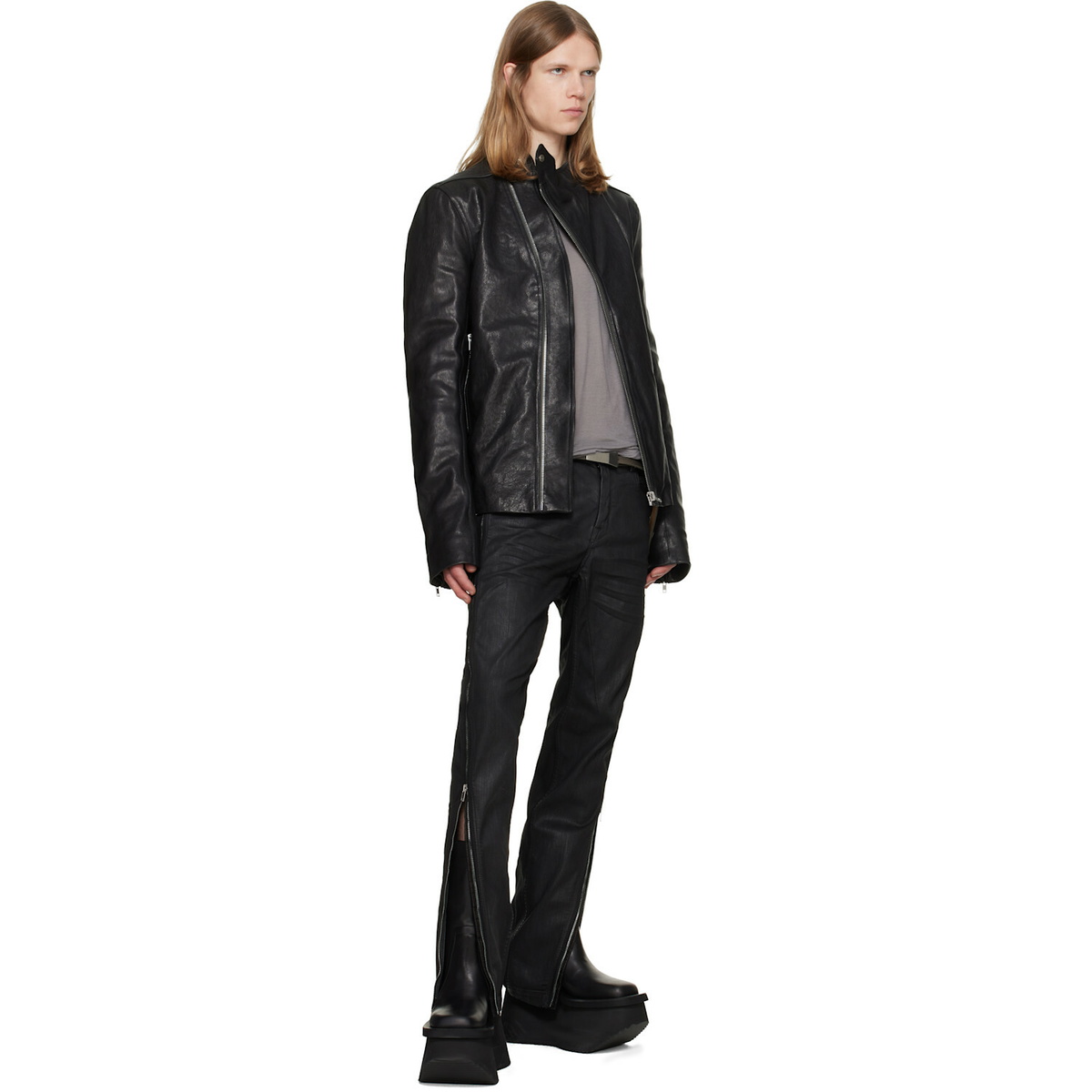 Rick Owens Black Tower Release Leather Jacket