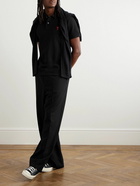 AMI PARIS - Logo-Embroidered Organic Cotton-Piqué Polo Shirt - Black