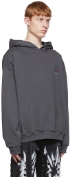 We11done Grey Logo Patched Hoodie