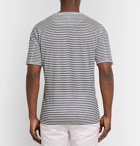 120% - Slim-Fit Striped Linen T-Shirt - Blue