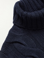 Anderson & Sheppard - Slim-Fit Cable-Knit Merino Wool Rollneck Sweater - Blue