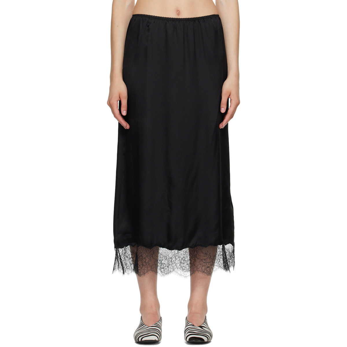 ANINE BING Black Shelby Midi Skirt