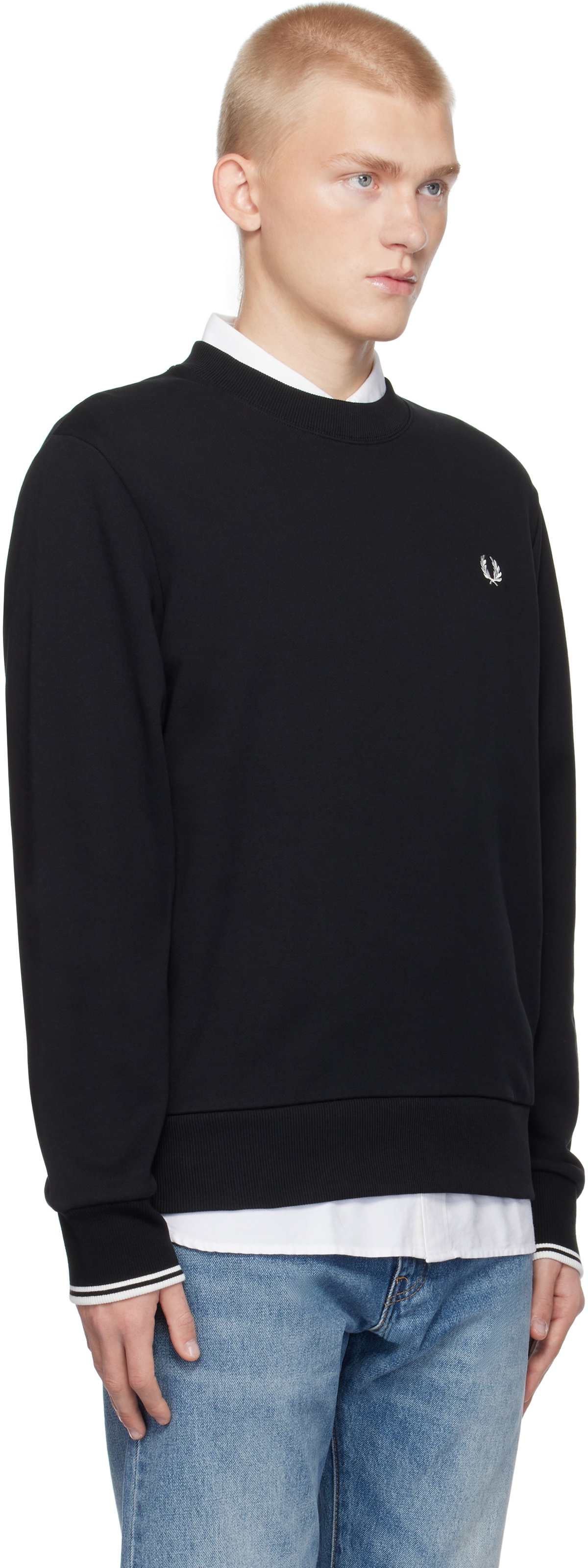 Fred Perry Black Crew Neck Sweatshirt