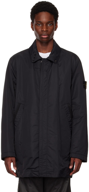 Photo: Stone Island Black Convertible Collar Coat