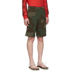 Off-White Green and Brown Camo Stencil Shorts