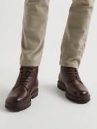 Brunello Cucinelli - Shearling-Lined Full-Grain Leather Boots - Brown