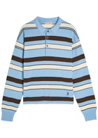 JW Anderson Striped Knit Polo Shirt Blue