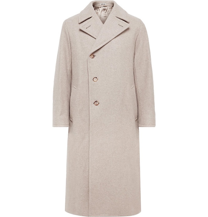 Photo: Auralee - Belted Double-Breasted Mélange Wool Coat - Neutrals