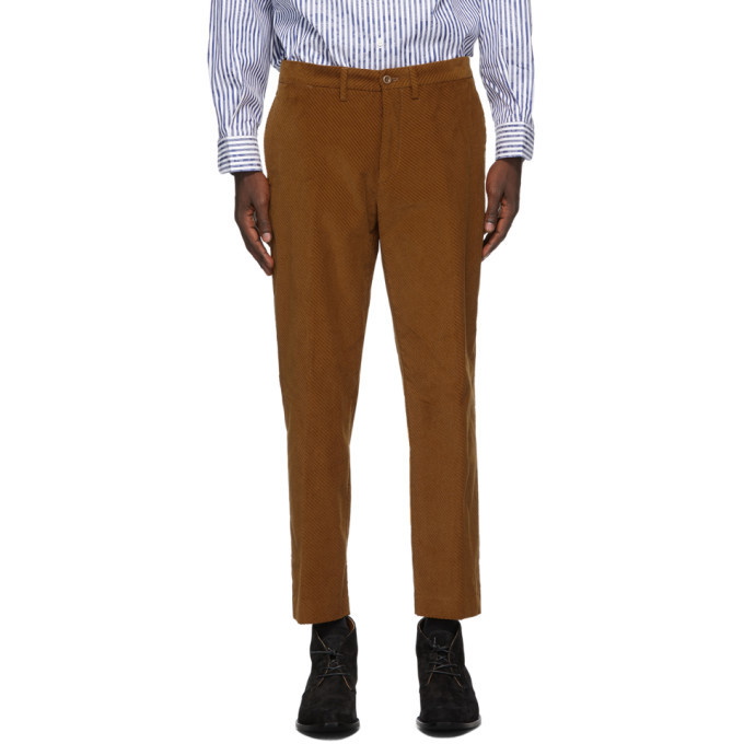 Photo: 4SDESIGNS Tan Corduroy Half Sartorial Trousers