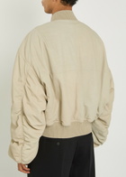 Rick Owens Secchia Reversible Leather Bomber Jacket Sand
