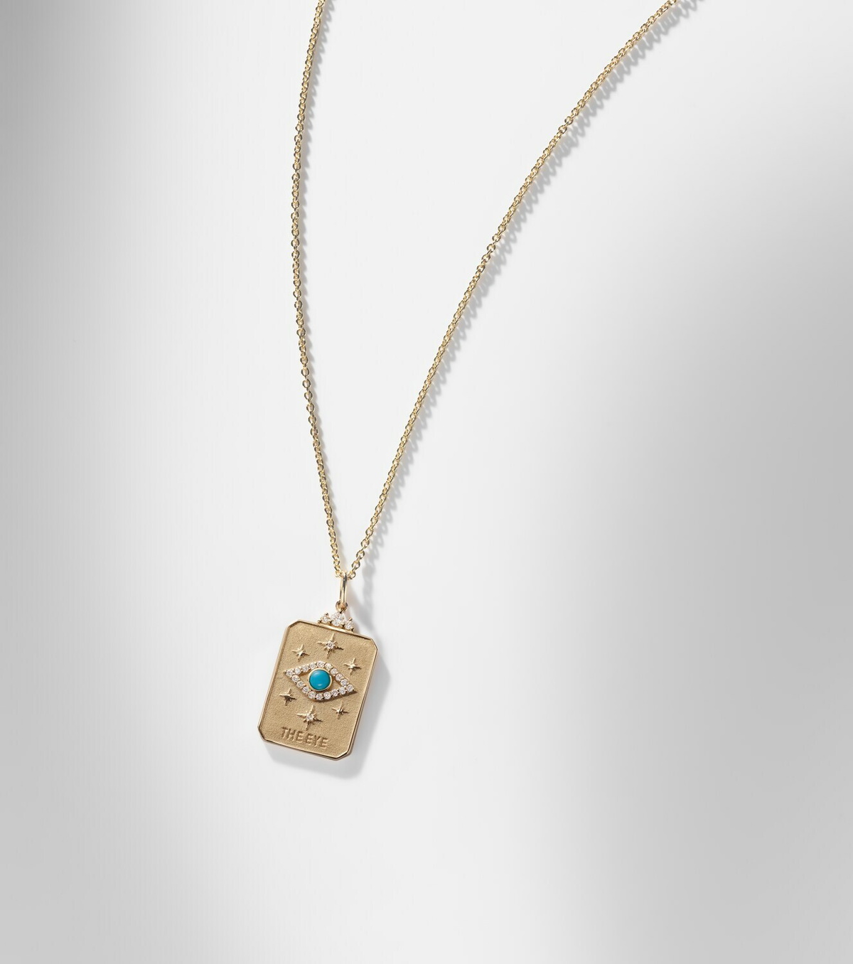 Sydney Evan Eye Tarot Card 14kt gold pendant necklace with turquoise and diamonds